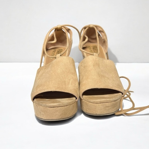 🌻Antrhopologie FARYL Robin Judy Tan Boho Platform Wedge Platform Sandal Size 8 - Picture 5 of 13